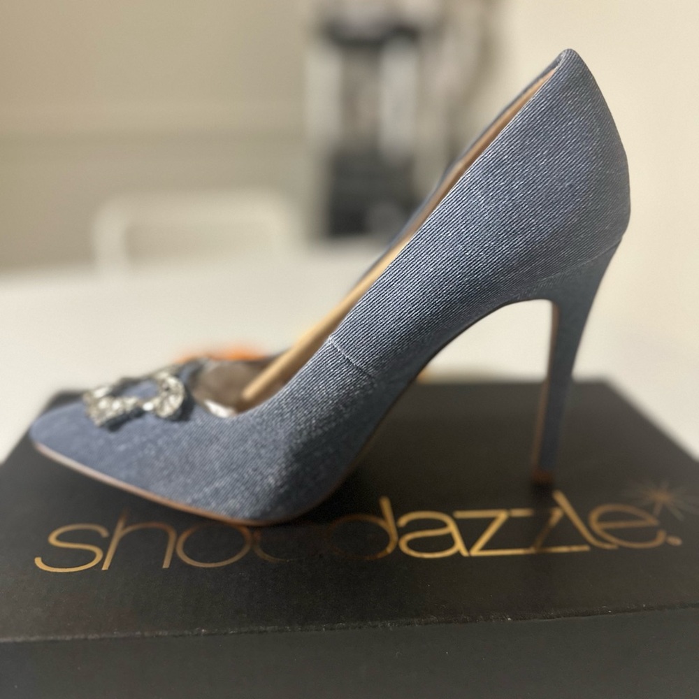 Shoe Dazzle Elegant Denim Heels